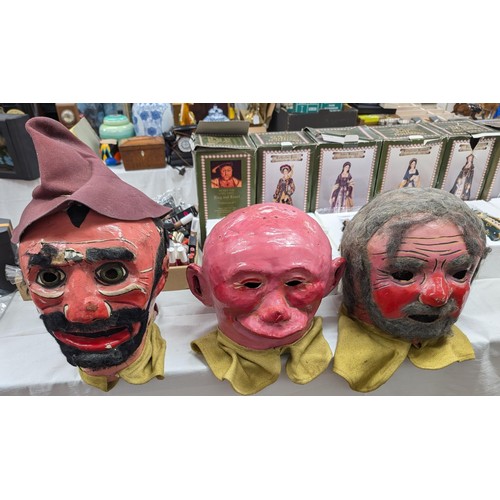 290 - Trio of vintage fairground house of horrors heads/masks