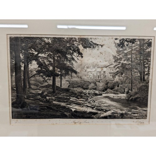 281 - 41.5 x 30 cm framed turn of the century Welsh place engravings being Pandy Mill Betws-Y-Coed & Pont-... 