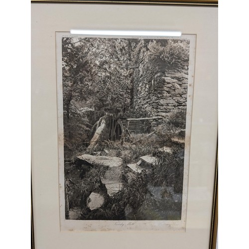 281 - 41.5 x 30 cm framed turn of the century Welsh place engravings being Pandy Mill Betws-Y-Coed & Pont-... 