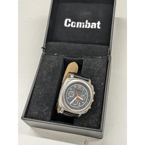 138 - Combat gents quartz chrono style watch in case