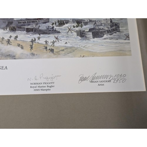 127 - 56 x 49 cm framed and mounted limited edition print number 1060/2950, titled D-Day by air by land by... 