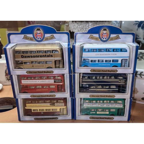23 - 6 x boxed and mint Oxford diecast routemaster buses - all different