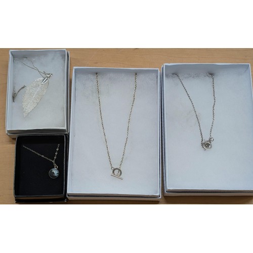 131 - 2 x 925 and hallmarked silver pendant necklaces and 2 x necklaces