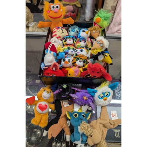 156 - Collection of assorted played with McDonalds soft happy meal toys including Furby, Ty Beanie, Womble... 
