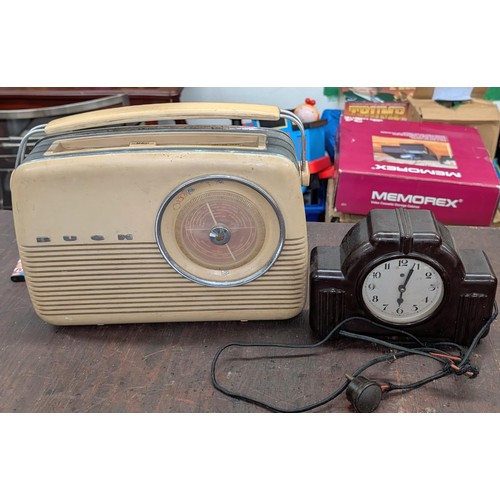 384 - Vintage Art Deco era Bakelite electric radio and vintage Bush TR82C radio in as found condition