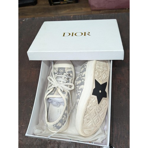 13 - Boxed Christian Dior 'Walk 'N' Dior' pump style trainers size 3, in worn but very good condition wit... 