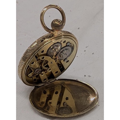 487 - 14K stamped 14 carat gold cuivre ladies enamelled pocket watch in working order - 35.7 gm