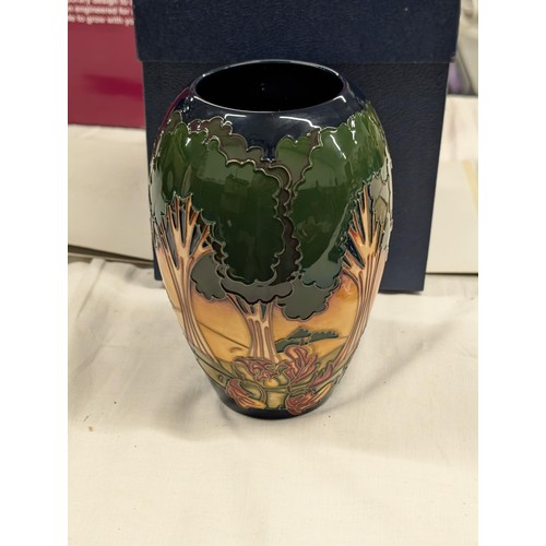 27 - 2002 boxed as new Moorcroft evening sky pattern vase by Emma Bossons