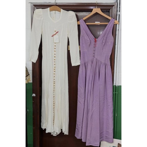 41 - 2 x 1930/40's hand made wedding dress and evening dress