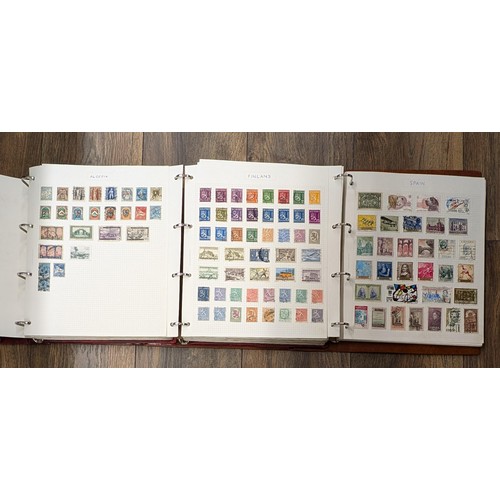 240 - 3 x world stamp albums with mostly full pages - too many to photograph