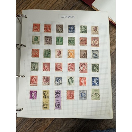 240 - 3 x world stamp albums with mostly full pages - too many to photograph