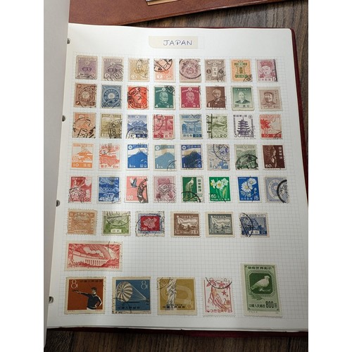 240 - 3 x world stamp albums with mostly full pages - too many to photograph