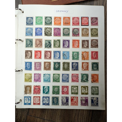 240 - 3 x world stamp albums with mostly full pages - too many to photograph