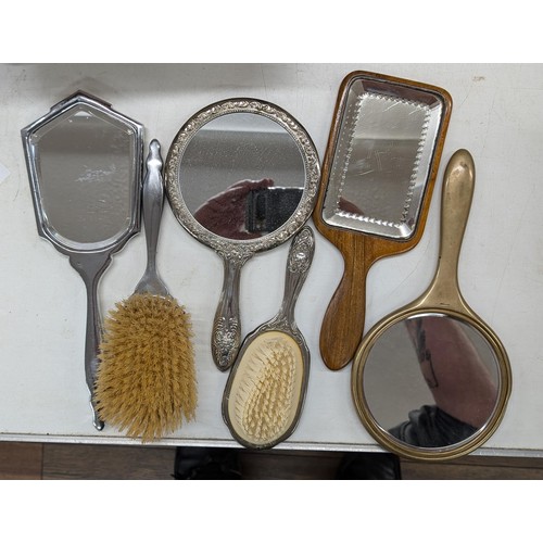 174 - 2 x vintage vanity mirror and brush sets plus 2 x other vanity mirrors