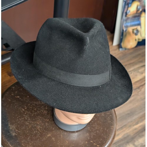 124 - Christys London black felt Fedora hat