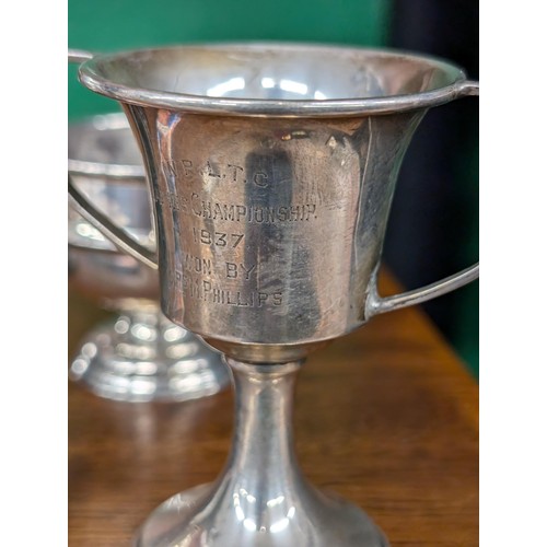 335 - 3 x Birmingham hallmarked small silver trophies