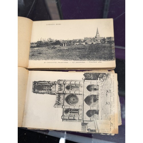 29 - 2 x WWI unused postcard booklets being En Artois (24) and Bataille De L'Aisne (20) with bombed scene... 