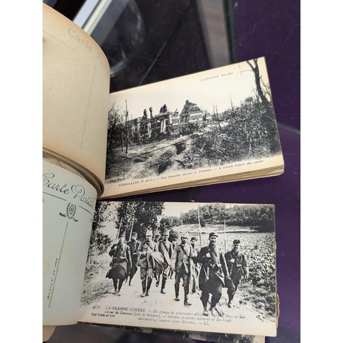 29 - 2 x WWI unused postcard booklets being En Artois (24) and Bataille De L'Aisne (20) with bombed scene... 