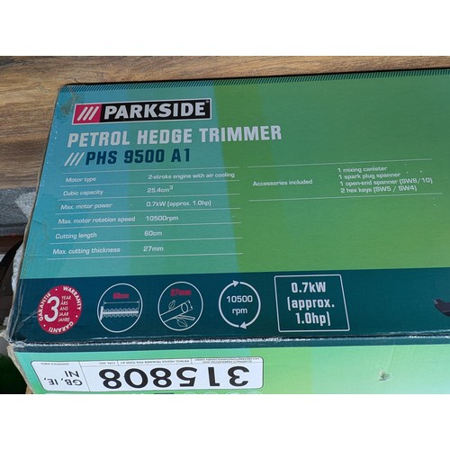 315 - Parkside PHS 9500A1 petrol hedge trimmers in box - only used a couple of times so as new