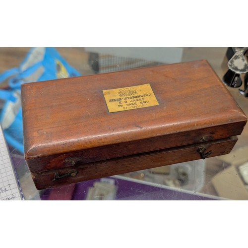 108 - Old EH James Birmingham Sikes Hydrometer in wooden case