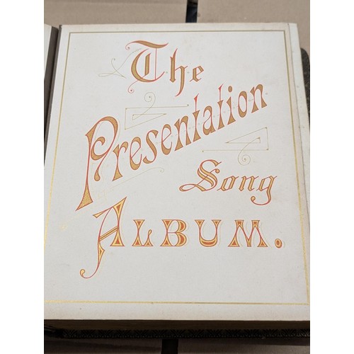 186 - Vintage 'the presentation song' photograph album with assorted photographs