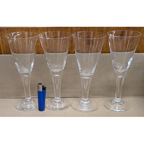 48 - Set of 4 x vintage Dartington Crystal Sharon wine glasses - 1 with very small chip on base