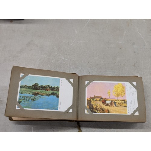 37 - 1940's Japanese postcard album full of mostly unwritten postcards - some written and posted with Jap... 