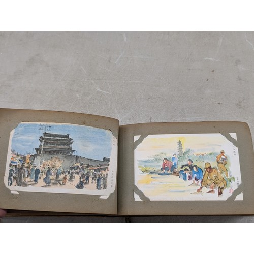 37 - 1940's Japanese postcard album full of mostly unwritten postcards - some written and posted with Jap... 