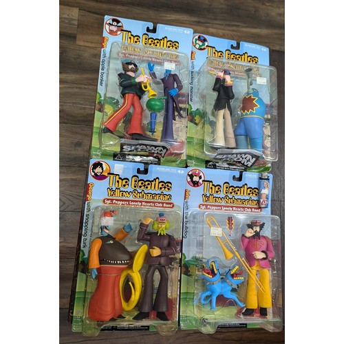 22 - Set of 4 x boxed and mint retro McFarlane Toys - The Beatles yellow submarine, Sgt. Peppers lonely h... 