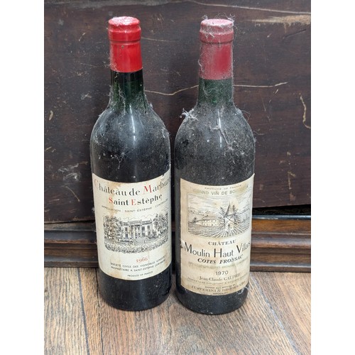 13 - 2 x unopened vintage bottles of wine - 1966 Chateau de Marbuzet & 1970 Moulin Haut Villars