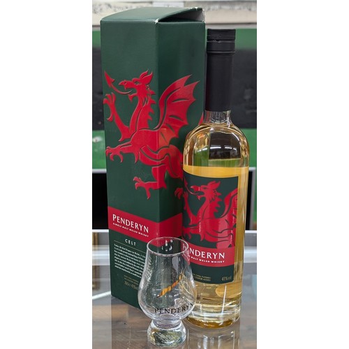 32 - Boxed and unopened 70 cl Penderyn single malt Welsh Whisky and small glass