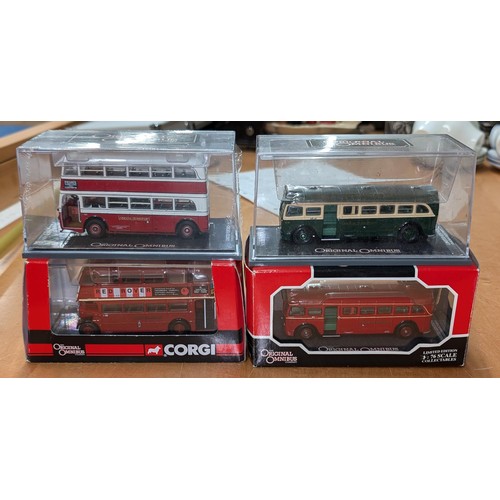 6 - 2 x boxed and mint and 2 x mint in cases Corgi original omnibus limited edition coaches and buses