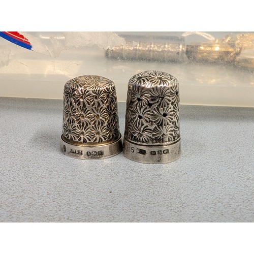 350 - 2 x hallmarked silver thimbles