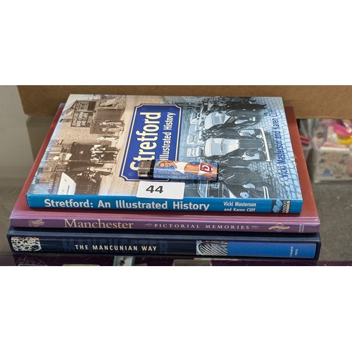 44 - 3 x hard back non-fiction Manchester related hard back books, Stretford an illustrated history with ... 