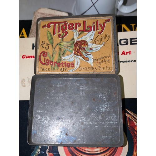 6 - Vintage Tiger Lily 25 cigarette picture tin