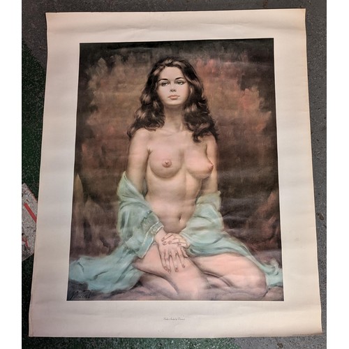 184 - 2 ft x 3 ft large Bernard Picture Co New York, nude female study print on thick paper titled nude st... 