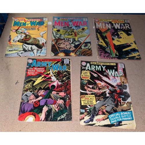 203 - 5 x original 1960s DC Comics Sgt. Rocks our army at war and All American men of war comics in varyin... 