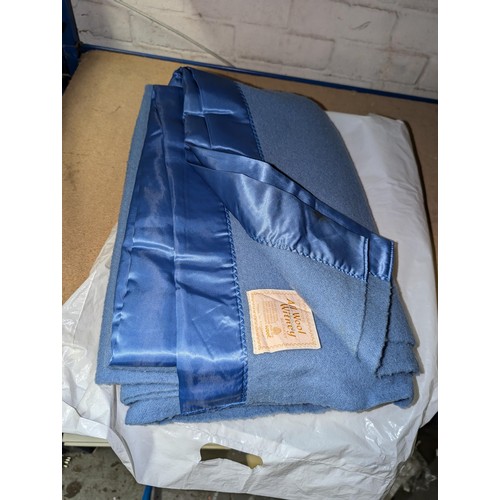 229 - Blue vintage single pure new wool Witney blanket