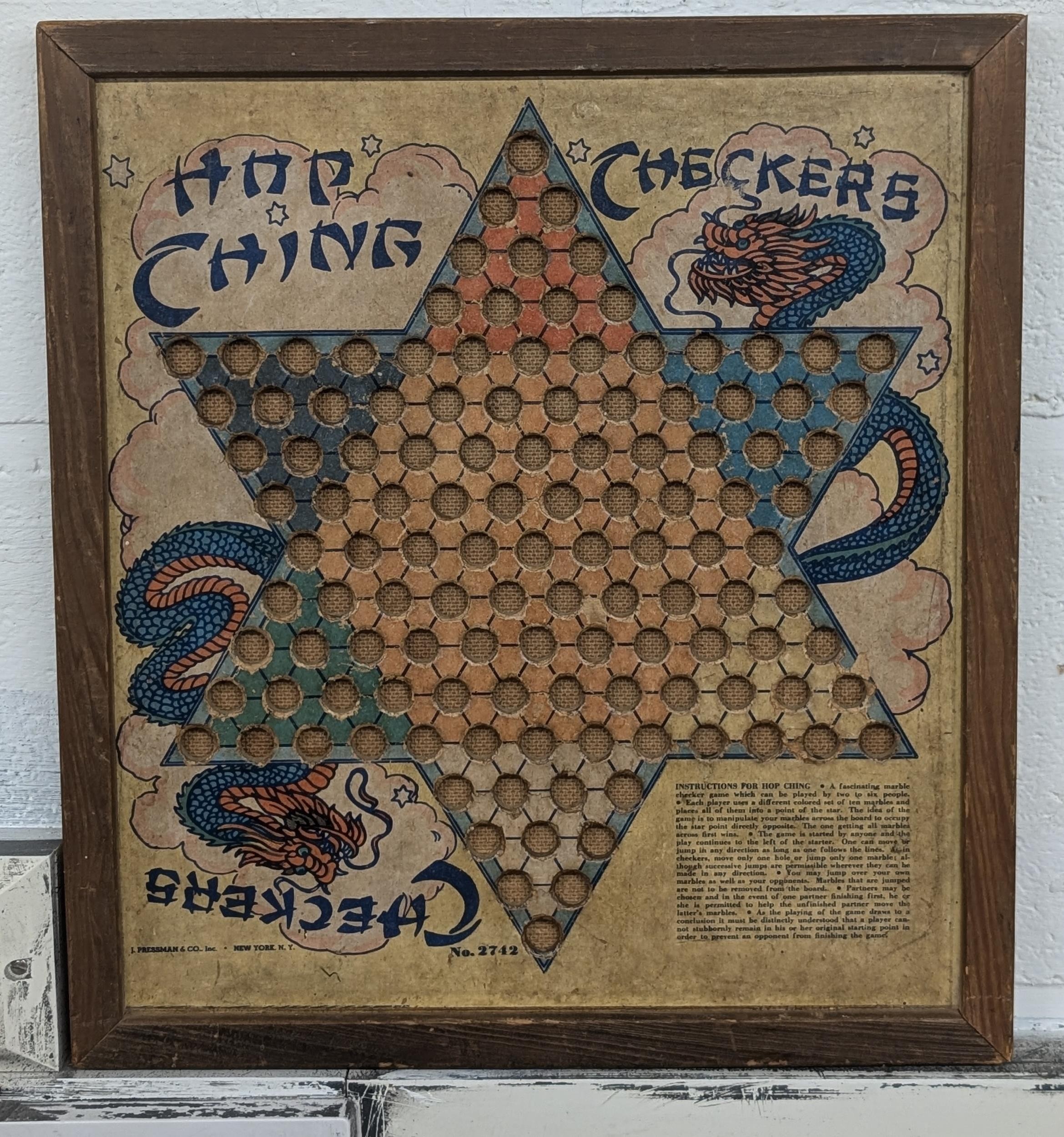 Vintage 1930 40 s Hop Ching Chinese checkers board by Pressman New York
