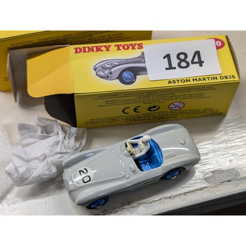 Dinky Meccano 110 Aston Martin DB3 Bleu Clair, Restaurée Et Repeinte - Vintage