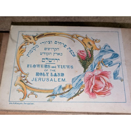 71 - Vintage Holy Land souvenir picture card and dried flower book