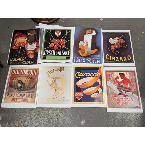 228 - Art Lines folder of drink advertising posters and some other pictures and prints