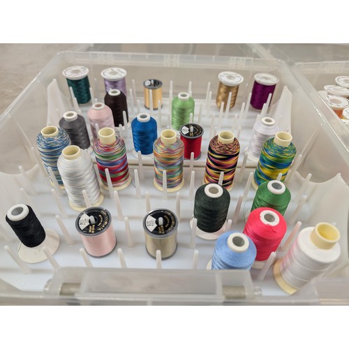 205 - 2 x plastic Art Bin storage boxes with assorted embroidery threads