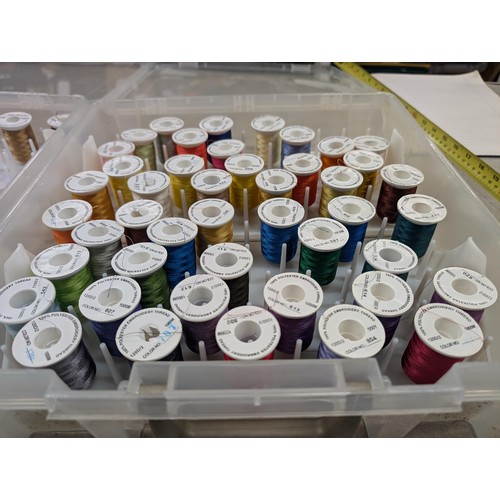 205 - 2 x plastic Art Bin storage boxes with assorted embroidery threads