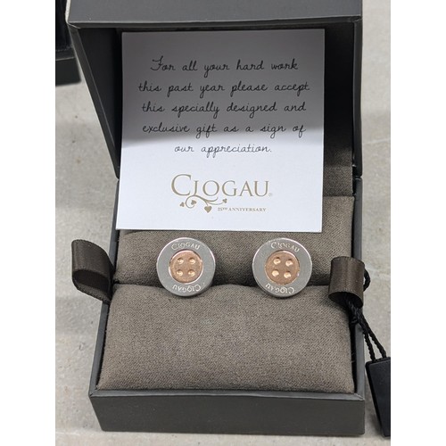 417 - Pair of Clogau silver and rose gold Signature button cufflinks