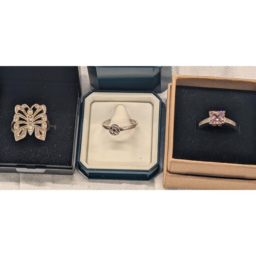 419 - Trio of 925 stamped silver dress rings