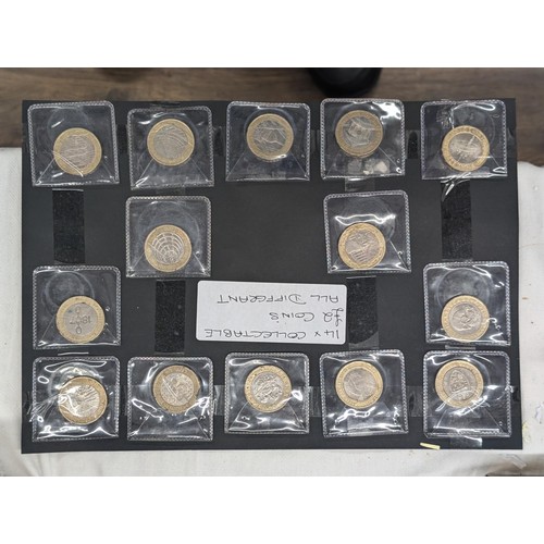 135 - UK coin chase bundle of 14 x individually pouched UK £2 coins