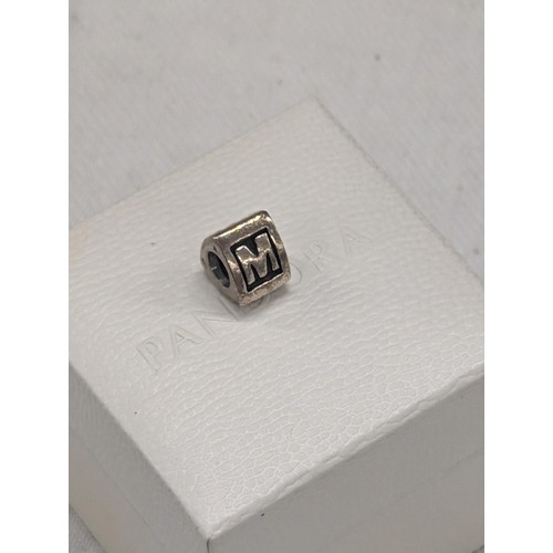 409 - Boxed Pandora triangular letter M charm