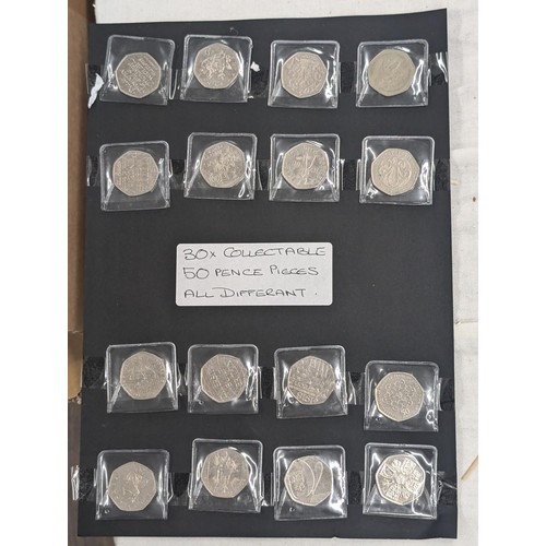 137 - UK coin chase collection of 30 x individually pouched UK 50p coins