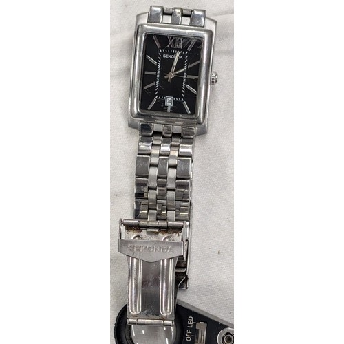 437 - Gents working Sekonda rectangular faced calendar watch with original strap